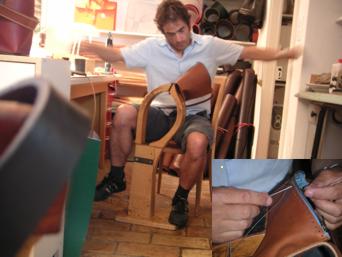 Adrian Z&uuml;rcher beim N&auml;hen